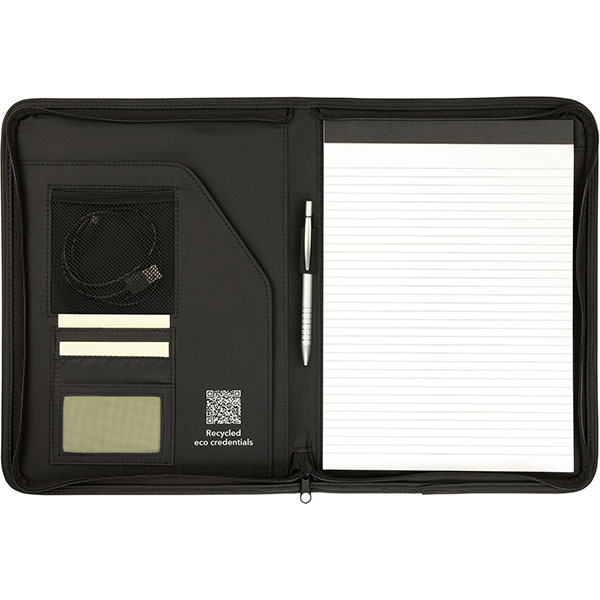 N065 Sundridge Recycled A4 Zipped Folio - Spot Colour