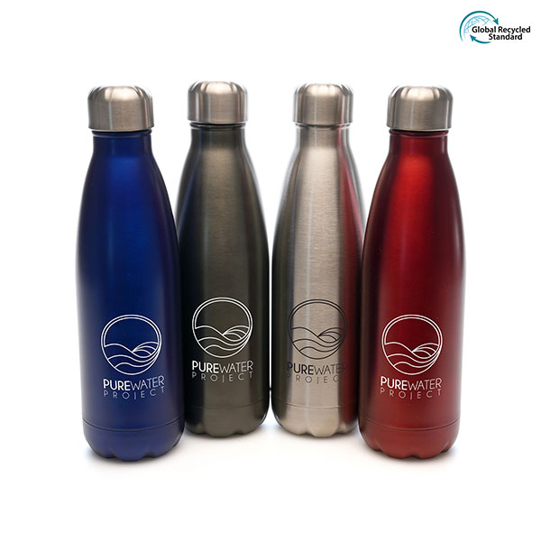 N105 Ashford Plus Recycled Stainless Steel Drinks Bottle - Spot Colour