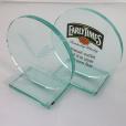 N111 15 x 10cm Jade Glass Circle Award - Engraved