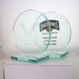 N111 15 x 10cm Jade Glass Circle Award - Engraved