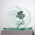 N111 14.5 x 14.5cm Jade Glass Facetted Octagon Award - Engraved