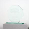 N111 14.5 x 14.5cm Jade Glass Facetted Octagon Award - Engraved