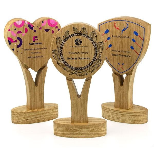 N112 Solid Oak Trophy Award - Full Colour