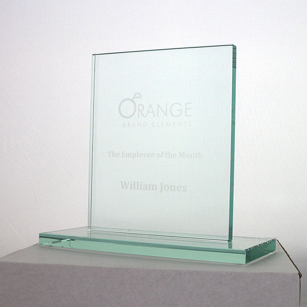 N111 15 x 12.5cm Jade Glass Rectangle Award - Engraved