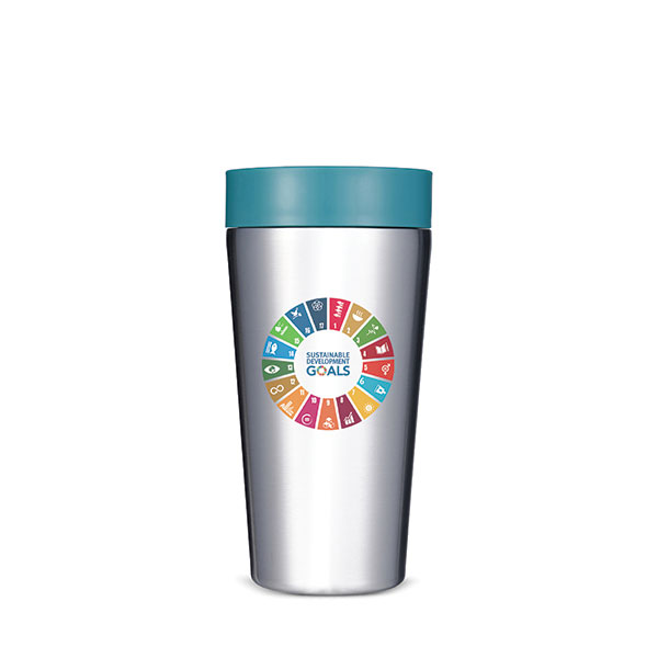 N099 Circular Design 12oz Stainless Steel Travel Mug - Full Colour