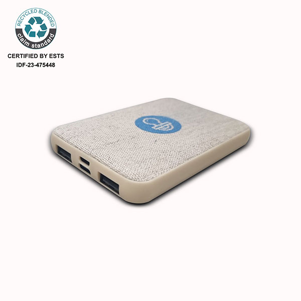 N019 rPET and Hemp 5000mAh Powerbank - Spot Colour 