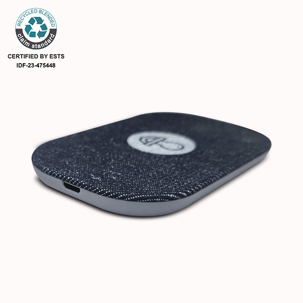 N019 15W Wireless rPET and Cotton Charger - Spot Colour 