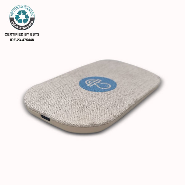 N019 15W Wireless rPET and Hemp Charger - Spot Colour 