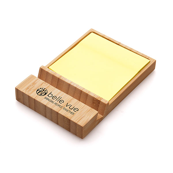 N024 Bamboo Phone Stand with Sticky Note Holder - Spot Colour